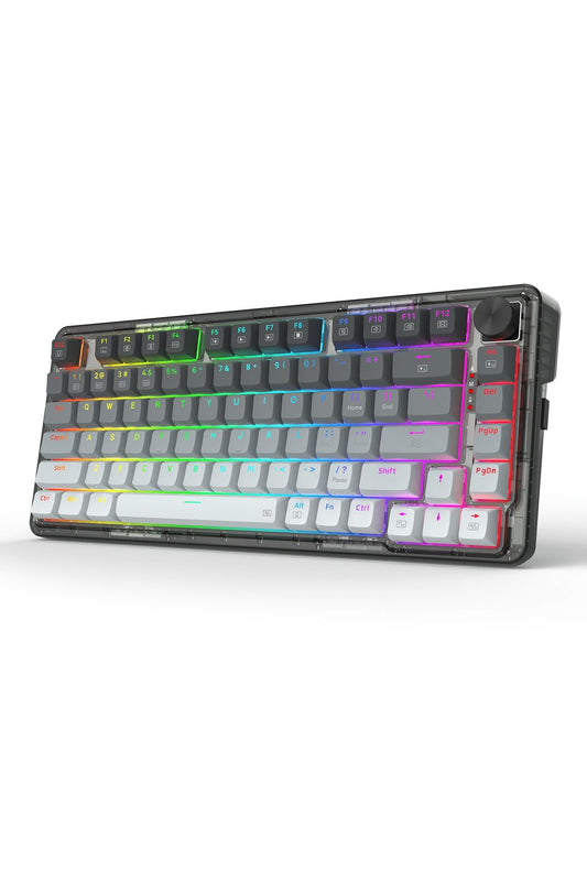 REDRAGON - Redragon K673GG RGB Pro Grey 75% Gasket Wireless Mechanical Keyboard - grey