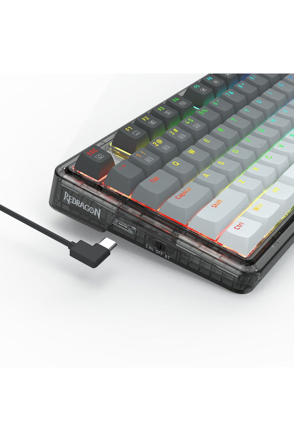 REDRAGON - Redragon K673GG RGB Pro Grey 75% Gasket Wireless Mechanical Keyboard - grey