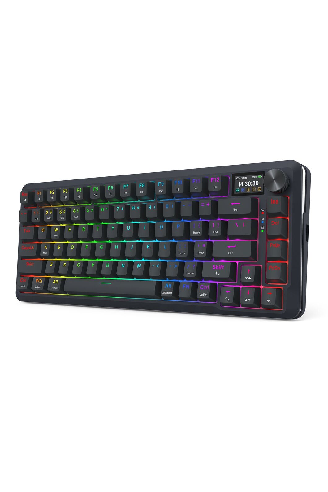 REDRAGON - Redragon K708RGB-Pro Fleact Black 75% LCD Mechanical Keyboard - black