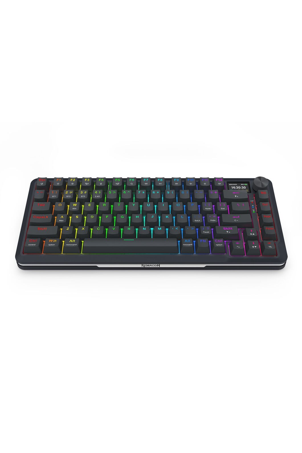 REDRAGON - Redragon K708RGB-Pro Fleact Black 75% LCD Mechanical Keyboard - black