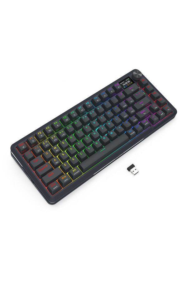 REDRAGON - Redragon K708RGB-Pro Fleact Black 75% LCD Mechanical Keyboard - black