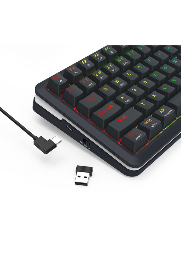 REDRAGON - Redragon K708RGB-Pro Fleact Black 75% LCD Mechanical Keyboard - black