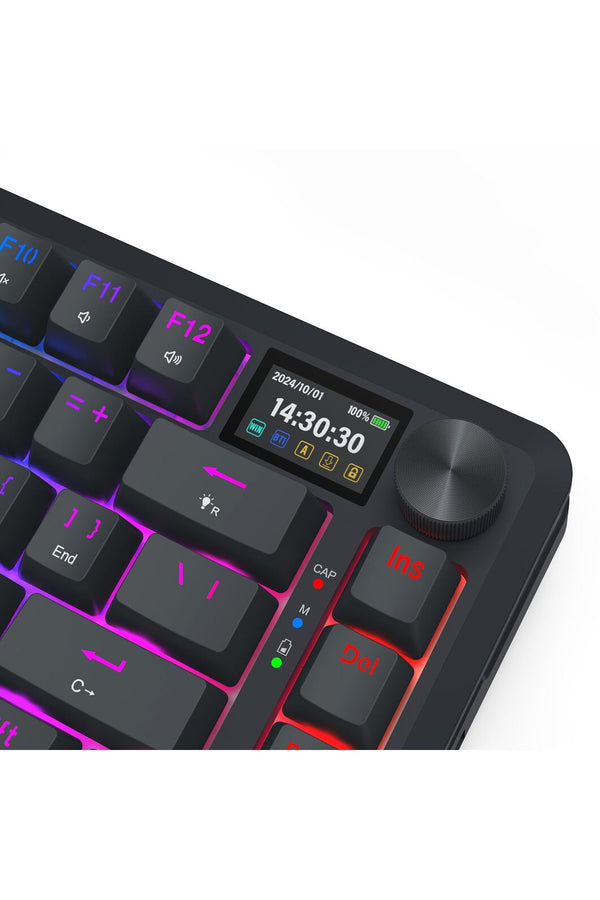 REDRAGON - Redragon K708RGB-Pro Fleact Black 75% LCD Mechanical Keyboard - black