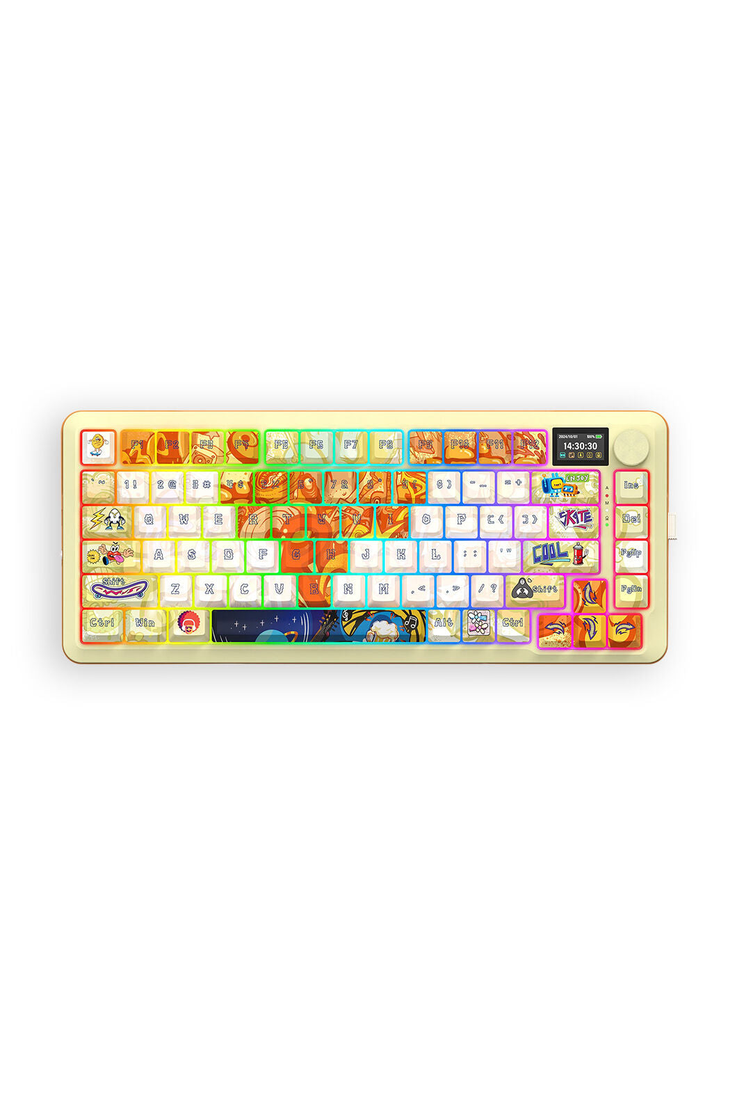Redragon K708GF RGB Pro Fleact Yellow 75% LCD Gasket Wireless