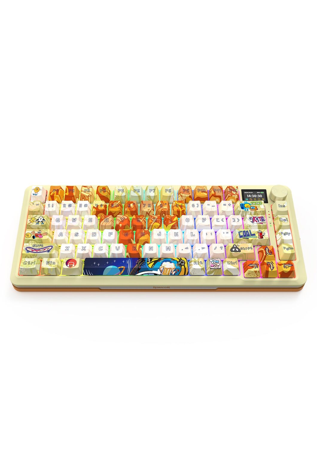 Redragon K708GF RGB Pro Fleact Yellow 75% LCD Gasket Wireless