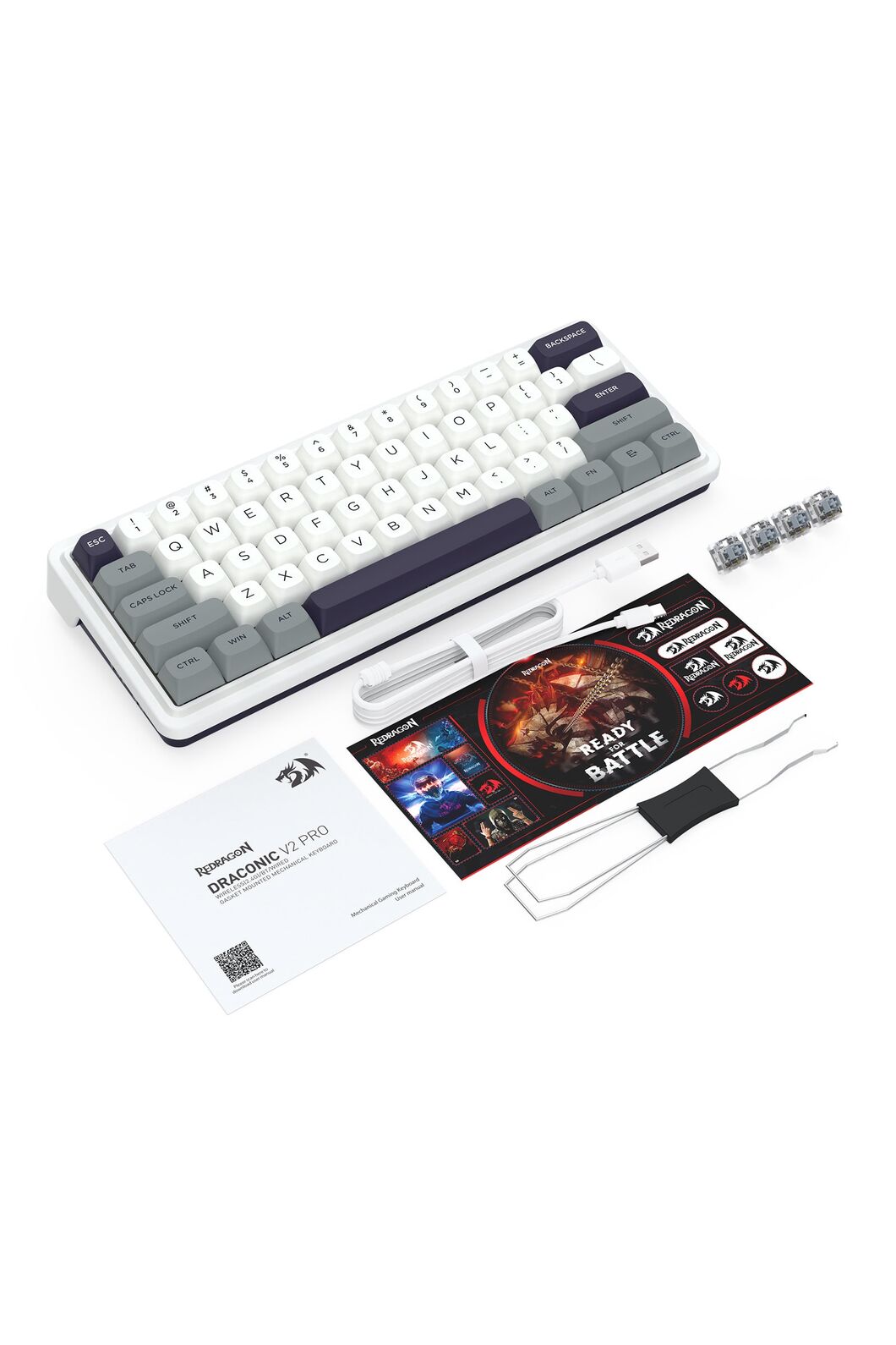 REDRAGON - K730WGP-RGB-PRO Draconic V2 KB - grey