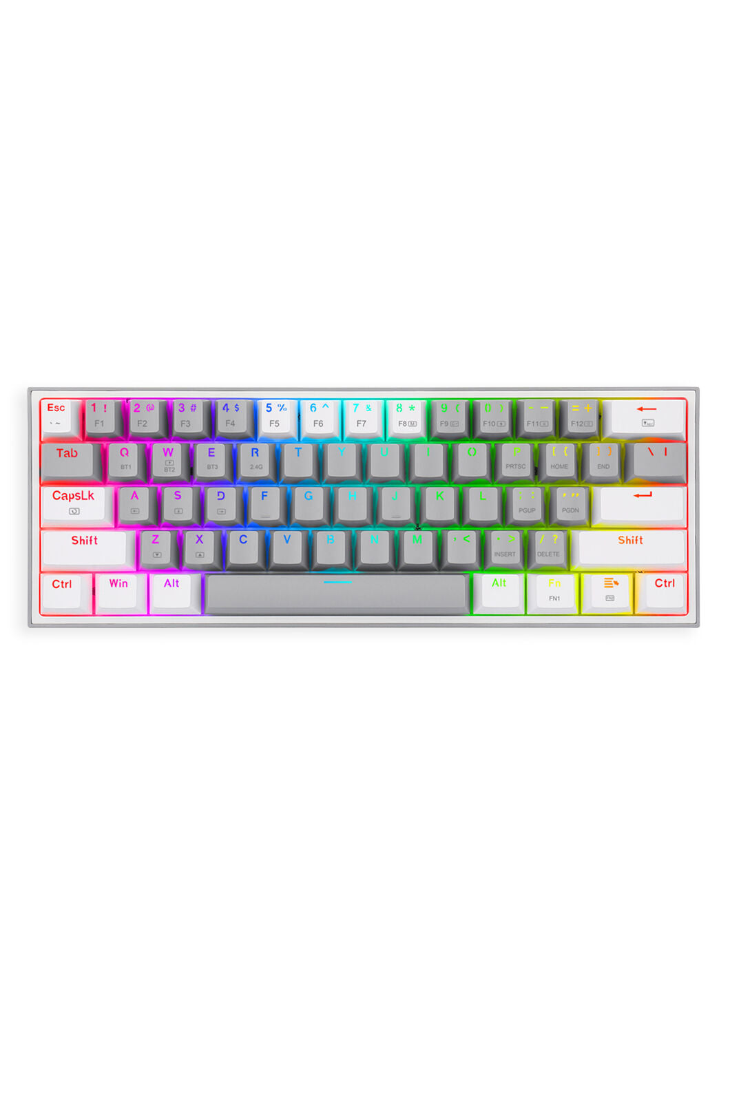 REDRAGON - Redragon K616-RGB Fizz Grey 65% Tri-Mode Wireless Mechanical Gaming Keyboard - grey