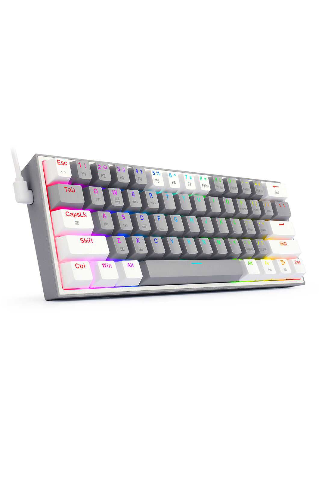REDRAGON - Redragon K616-RGB Fizz Grey 65% Tri-Mode Wireless Mechanical Gaming Keyboard - grey