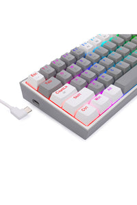 REDRAGON - Redragon K616-RGB Fizz Grey 65% Tri-Mode Wireless Mechanical Gaming Keyboard - grey