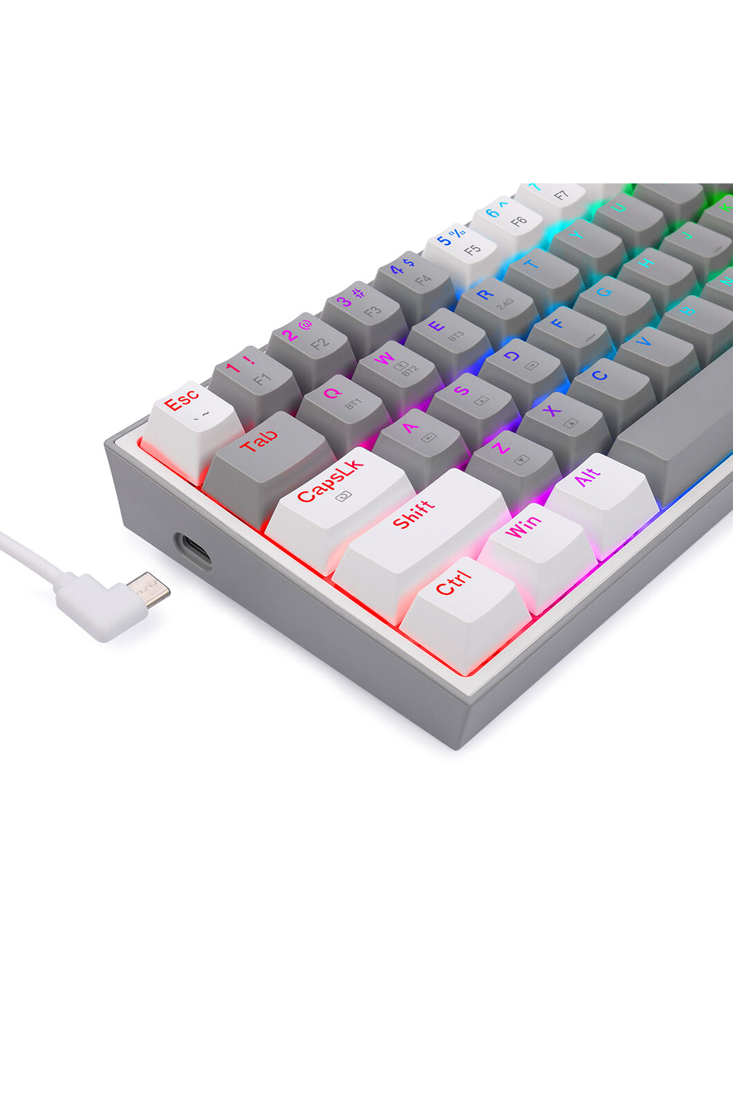 REDRAGON - Redragon K616-RGB Fizz Grey 65% Tri-Mode Wireless Mechanical Gaming Keyboard - grey