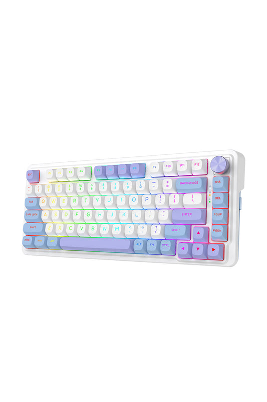 REDRAGON - Redragon K673WBP RGB Max White Purple 75% Gasket Wireless Mechanical Keyboard - white-purple