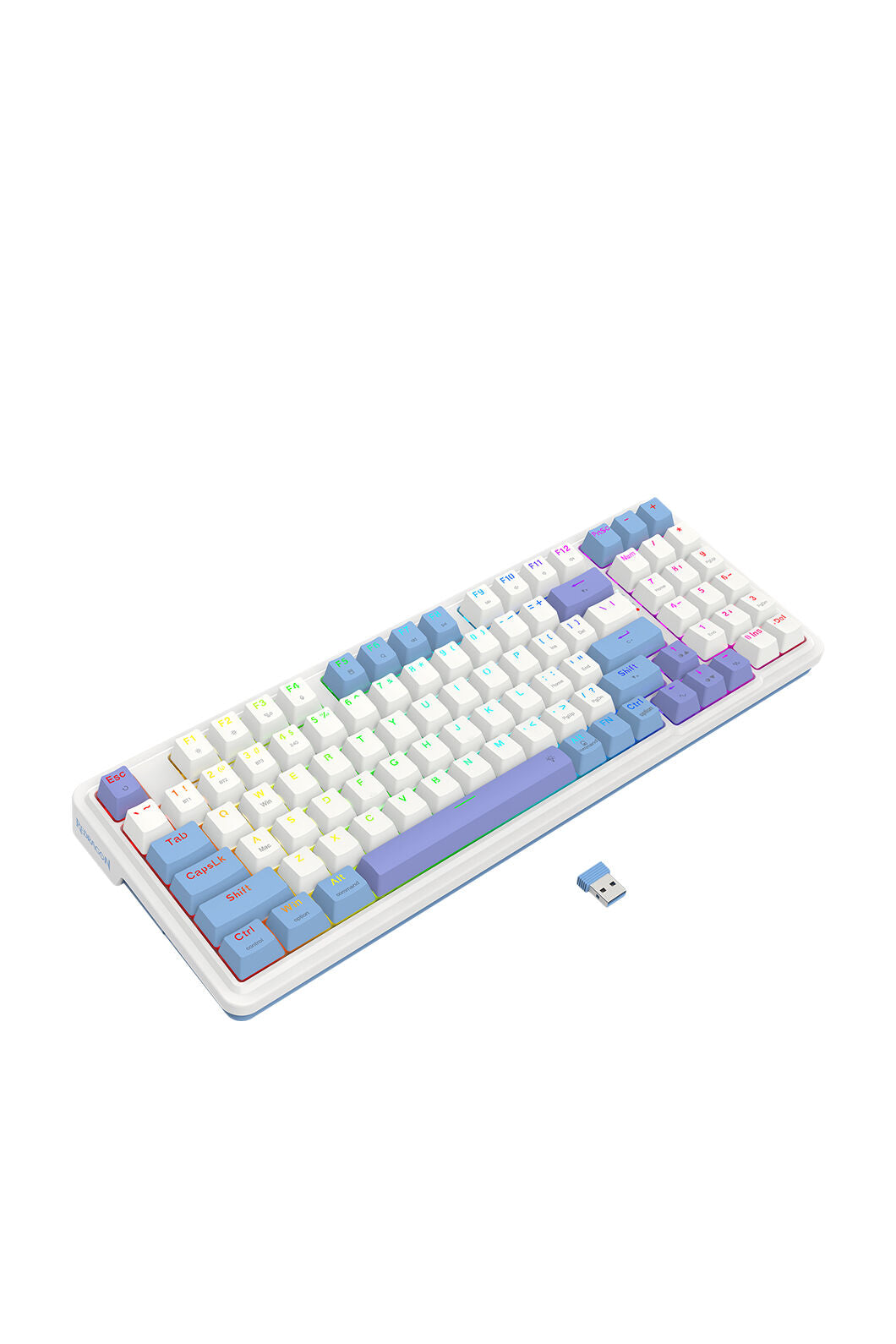 REDRAGON - Redragon K664WBP RGB Pro Gloria White Purple 94% Gasket Wireless Mechanical Keyboard - white-purple