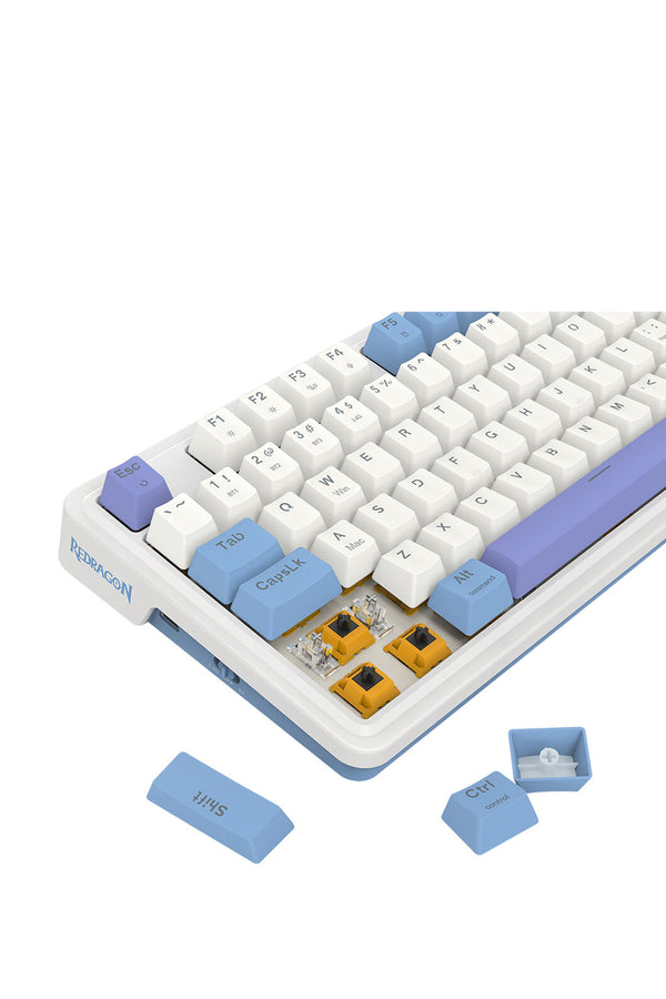 REDRAGON - Redragon K664WBP RGB Pro Gloria White Purple 94% Gasket Wireless Mechanical Keyboard - white-purple