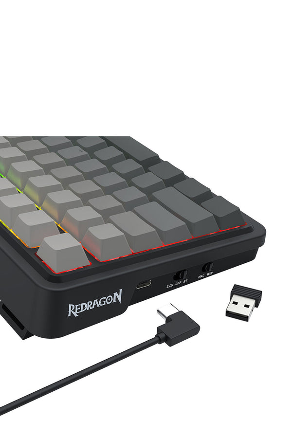 REDRAGON - Redragon K686SP RGB Pro EISA Grey 98+1 Gasket Wireless Mechanical Keyboard - grey