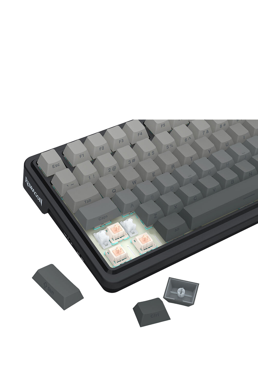REDRAGON - Redragon K686SP RGB Pro EISA Grey 98+1 Gasket Wireless Mechanical Keyboard - grey
