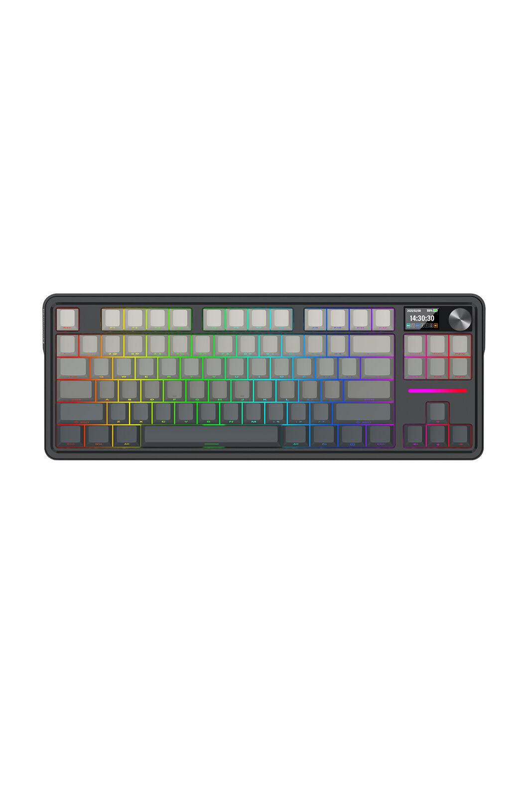 REDRAGON - Redragon K743SP-RGB-PRO Antonium LCD Black 75% Customisable RGB Mechanical Gaming Keyboard - grey