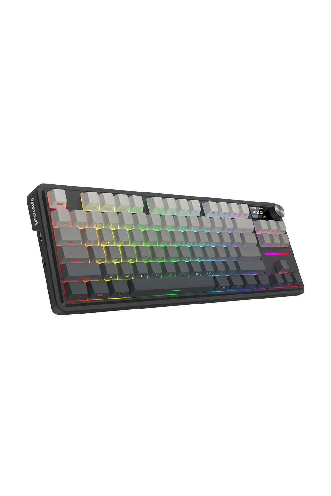REDRAGON - Redragon K743SP-RGB-PRO Antonium LCD Black 75% Customisable RGB Mechanical Gaming Keyboard - grey