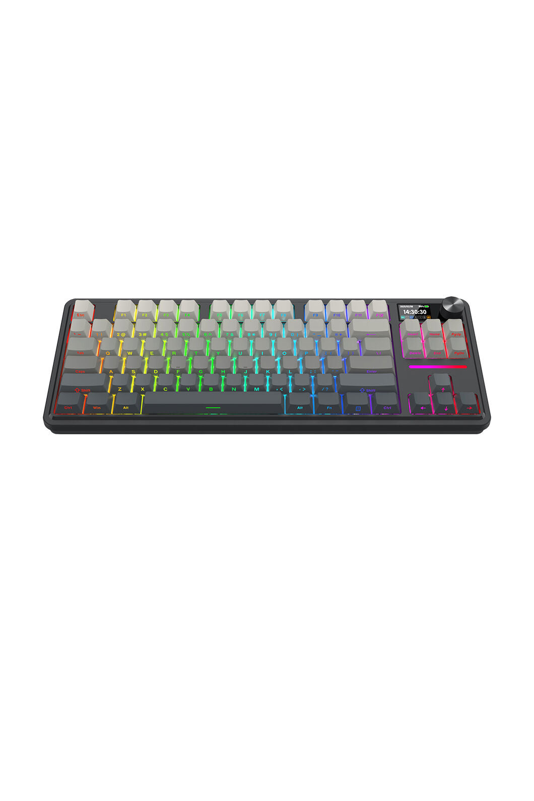 REDRAGON - Redragon K743SP-RGB-PRO Antonium LCD Black 75% Customisable RGB Mechanical Gaming Keyboard - grey