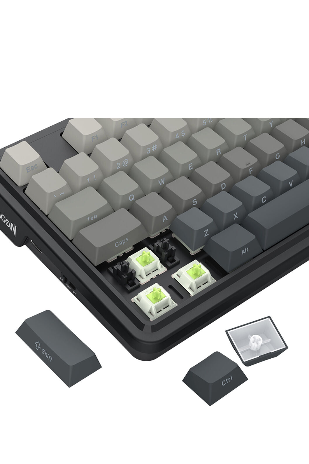 REDRAGON - Redragon K743SP-RGB-PRO Antonium LCD Black 75% Customisable RGB Mechanical Gaming Keyboard - grey