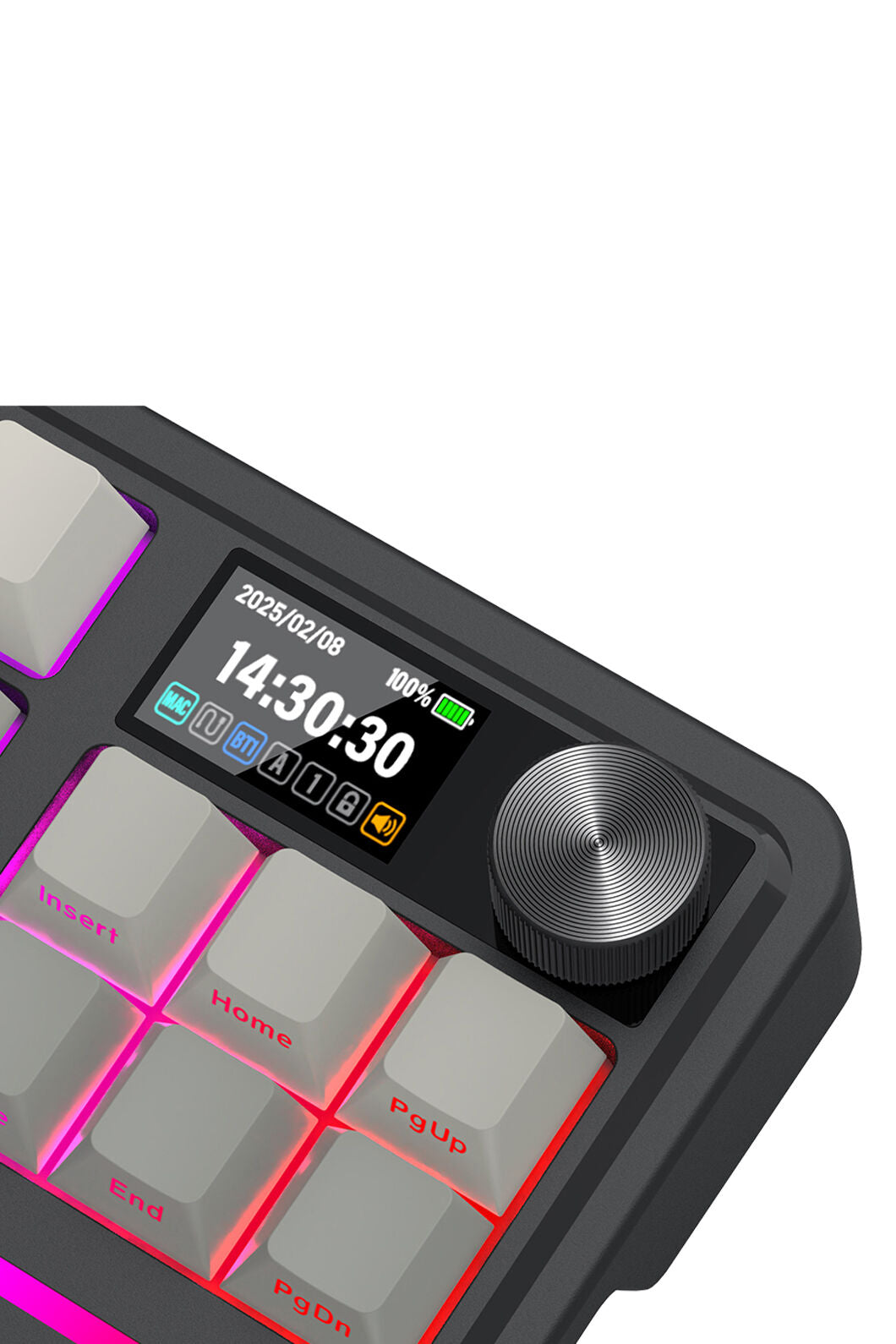 REDRAGON - Redragon K743SP-RGB-PRO Antonium LCD Black 75% Customisable RGB Mechanical Gaming Keyboard - grey