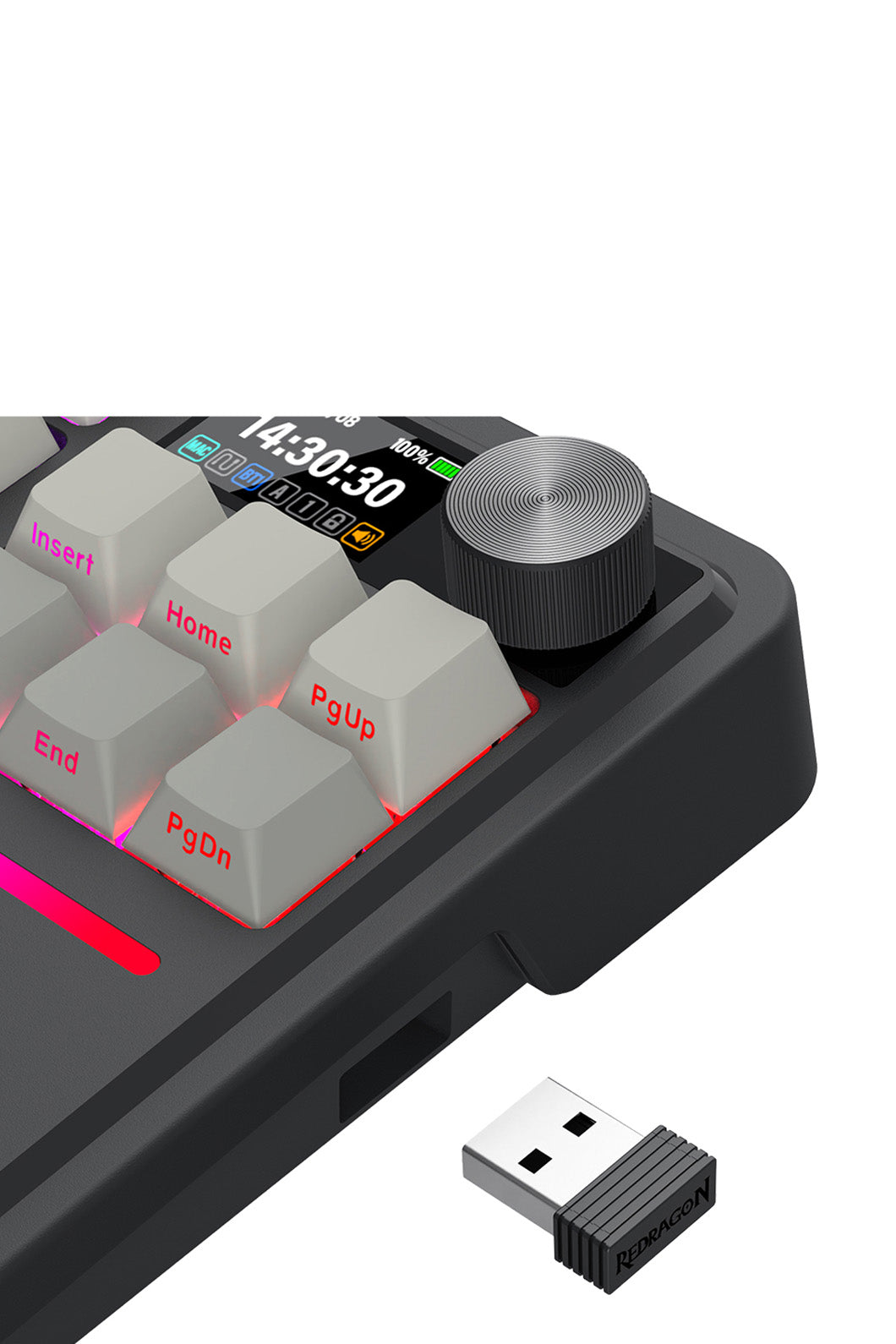 REDRAGON - Redragon K743SP-RGB-PRO Antonium LCD Black 75% Customisable RGB Mechanical Gaming Keyboard - grey