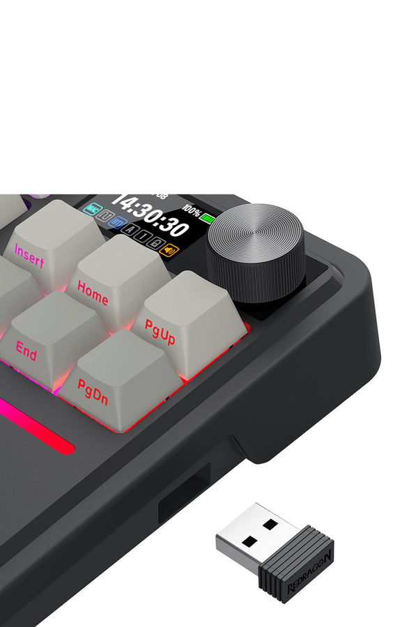 REDRAGON - Redragon K743SP-RGB-PRO Antonium LCD Black 75% Customisable RGB Mechanical Gaming Keyboard - grey
