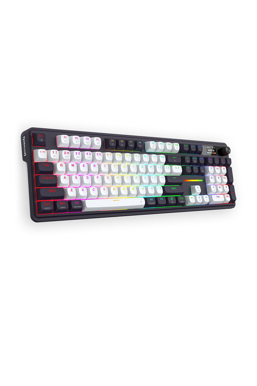 REDRAGON - Redragon K762WB-RGB Pro Terraflare Black/White Tri-Mode Gasket Mechanical Keyboard - black-white