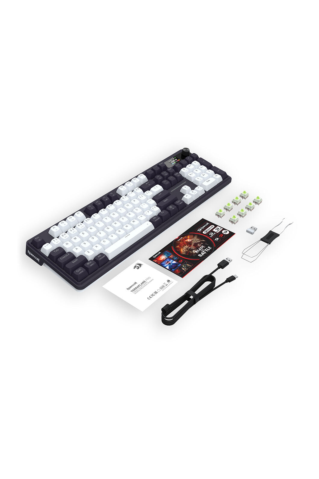 REDRAGON - Redragon K762WB-RGB Pro Terraflare Black/White Tri-Mode Gasket Mechanical Keyboard - black-white