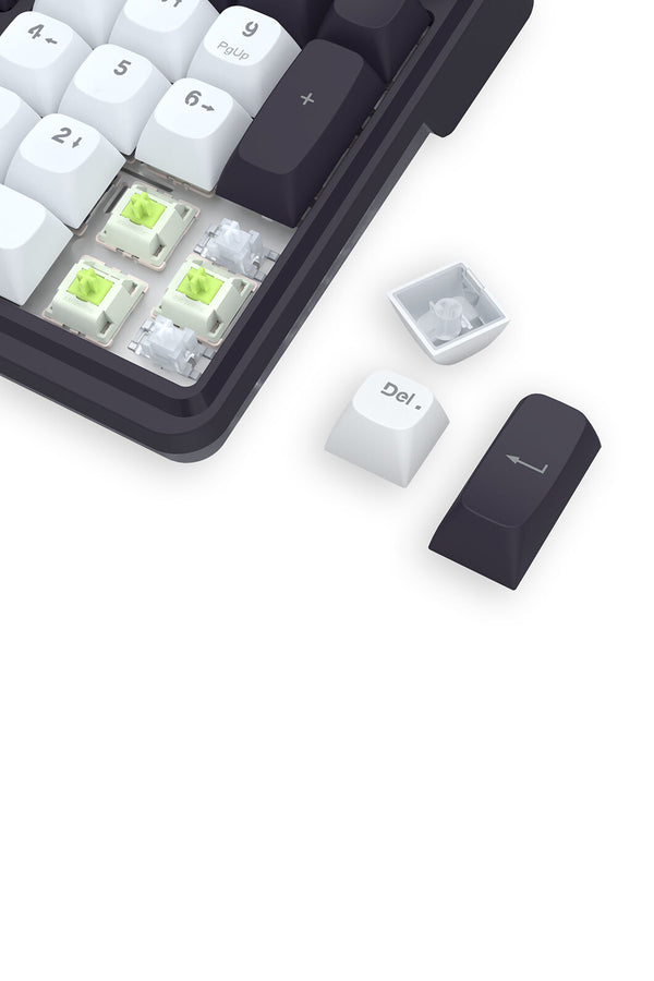 REDRAGON - Redragon K762WB-RGB Pro Terraflare Black/White Tri-Mode Gasket Mechanical Keyboard - black-white