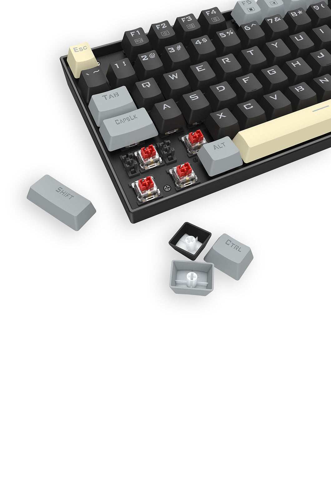 REDRAGON - Redragon K552LGY-RGB Kumara Wired Mechanical Keyboard-Black/Grey - black-grey