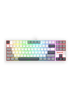 REDRAGON - Redragon K552WGL-RGB Kumara Wired Wired Mechanical Keyboard-White/Grey - white-grey
