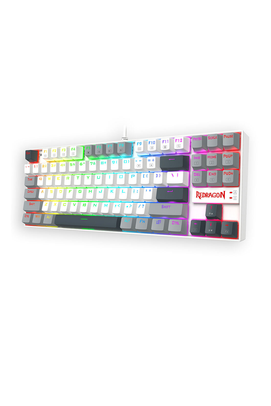 REDRAGON - Redragon K552WGL-RGB Kumara Wired Wired Mechanical Keyboard-White/Grey - white-grey