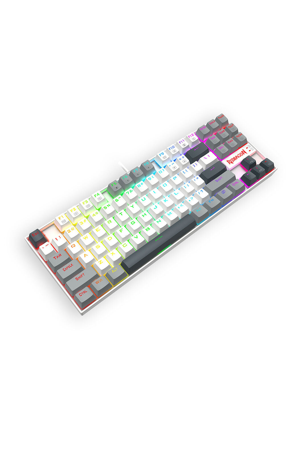REDRAGON - Redragon K552WGL-RGB Kumara Wired Wired Mechanical Keyboard-White/Grey - white-grey