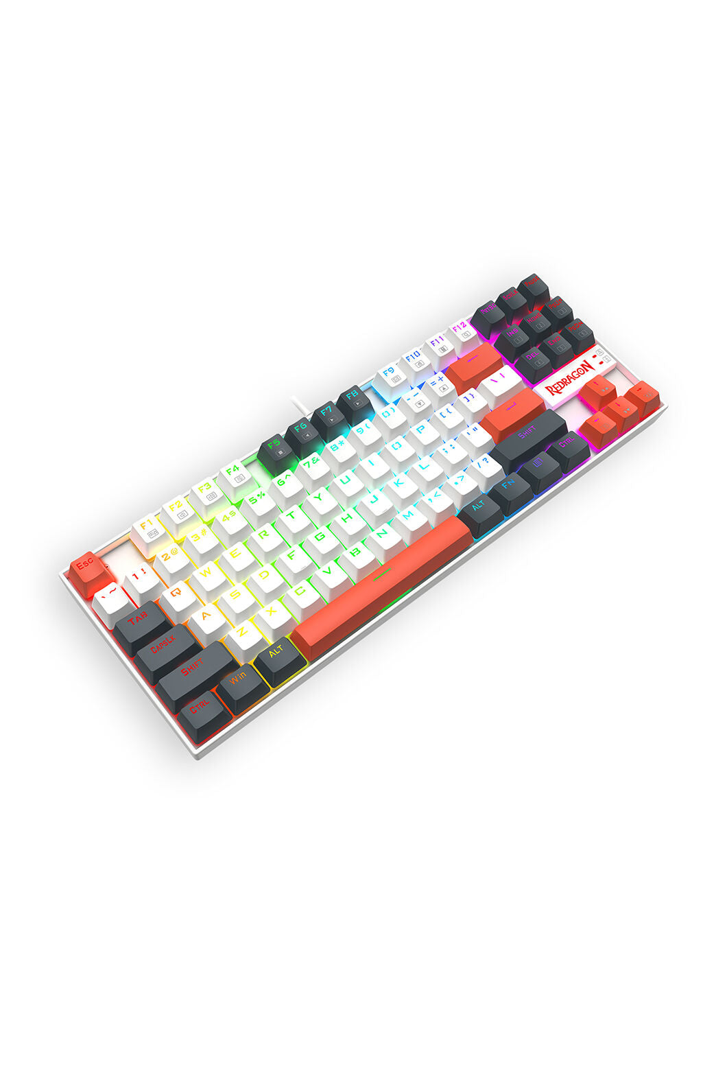 REDRAGON - Redragon K552WLR-RGB Kumara Wired Wired Mechanical Keyboard-White/Orange - white-orange