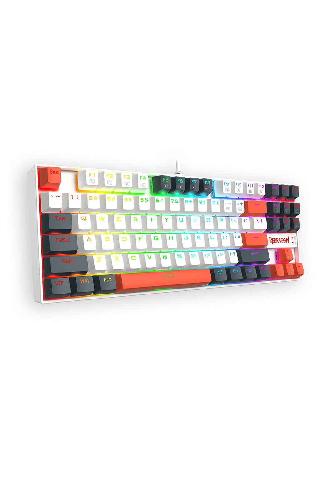 REDRAGON - Redragon K552WLR-RGB Kumara Wired Wired Mechanical Keyboard-White/Orange - white-orange