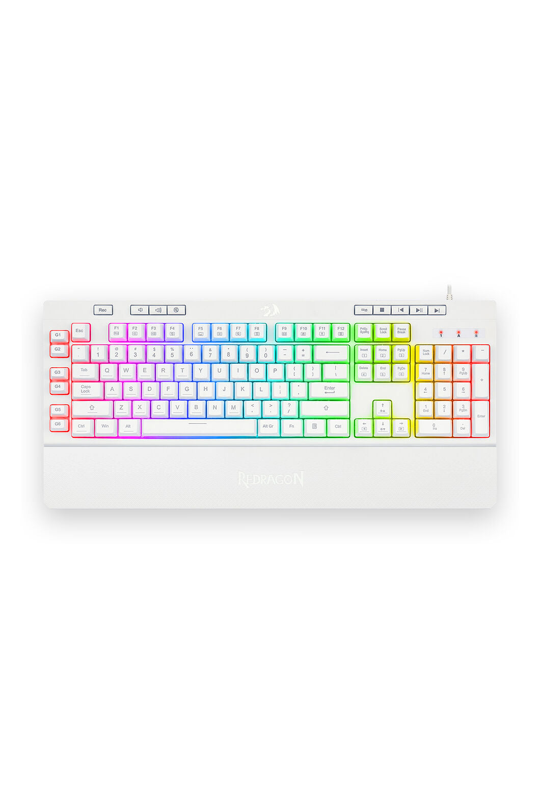 REDRAGON - Redragon K512W Shiva RGB Backlit Full Size Wired Membrane Gamin Keyboard (White) - white