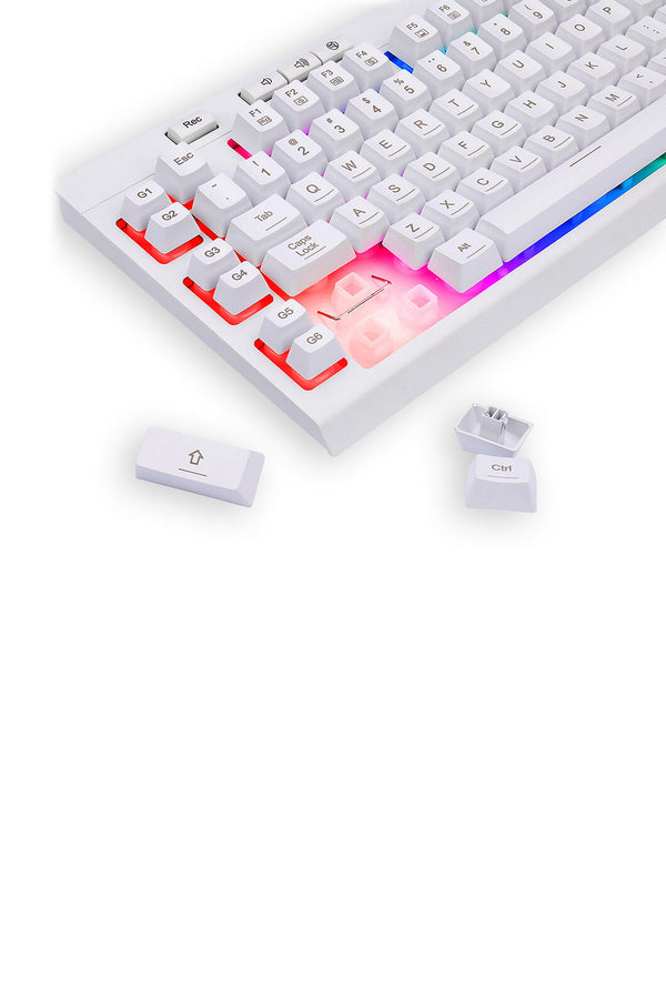REDRAGON - Redragon K512W Shiva RGB Backlit Full Size Wired Membrane Gamin Keyboard (White) - white