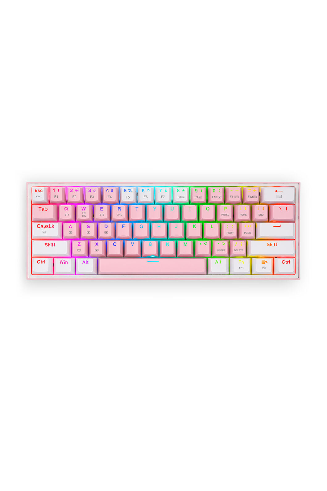 Redragon K616-RGB Fizz Pro Pink/White 60% Tri-Mode Wireless