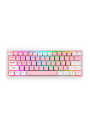 REDRAGON - Redragon K616-RGB Fizz Pro Pink/White 65% Tri-Mode Wireless Mechanical Gaming Keyboard - pink-white