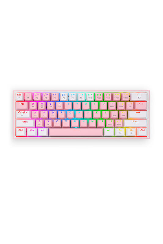 REDRAGON - K616-RGB Fizz Pro 65% KB-Pink/White - pink-white