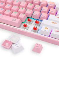 REDRAGON - K616-RGB Fizz Pro 65% KB-Pink/White - pink-white
