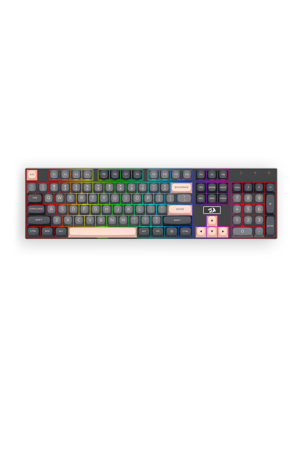 REDRAGON - K556GBP-RGB Devarajas Metal KB-Grey/Black/Pink - grey-black-pink