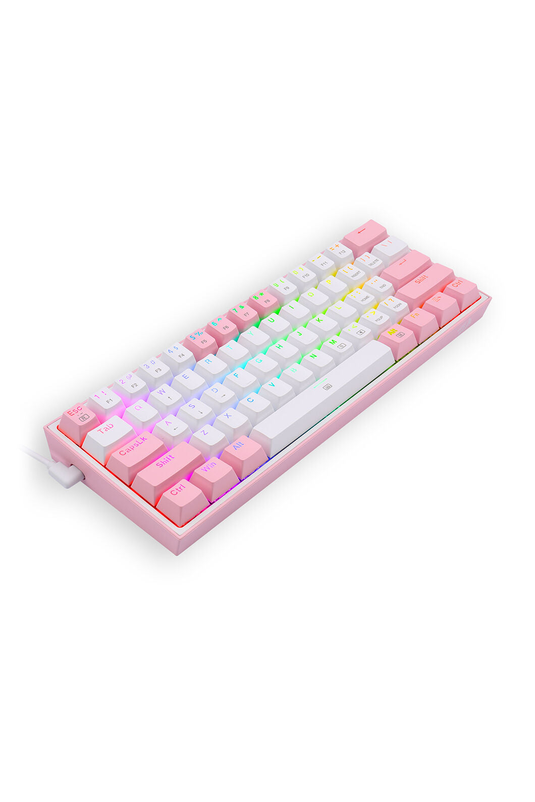 REDRAGON - K617-RGB Fizz 61Key Wired KB-White/Pink - white-pink