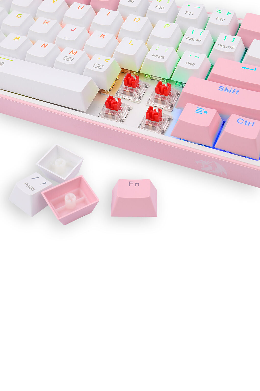 REDRAGON - K617-RGB Fizz 61Key Wired KB-White/Pink - white-pink