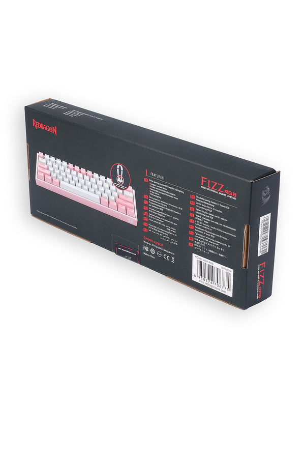 REDRAGON - K617-RGB Fizz 61Key Wired KB-White/Pink - white-pink