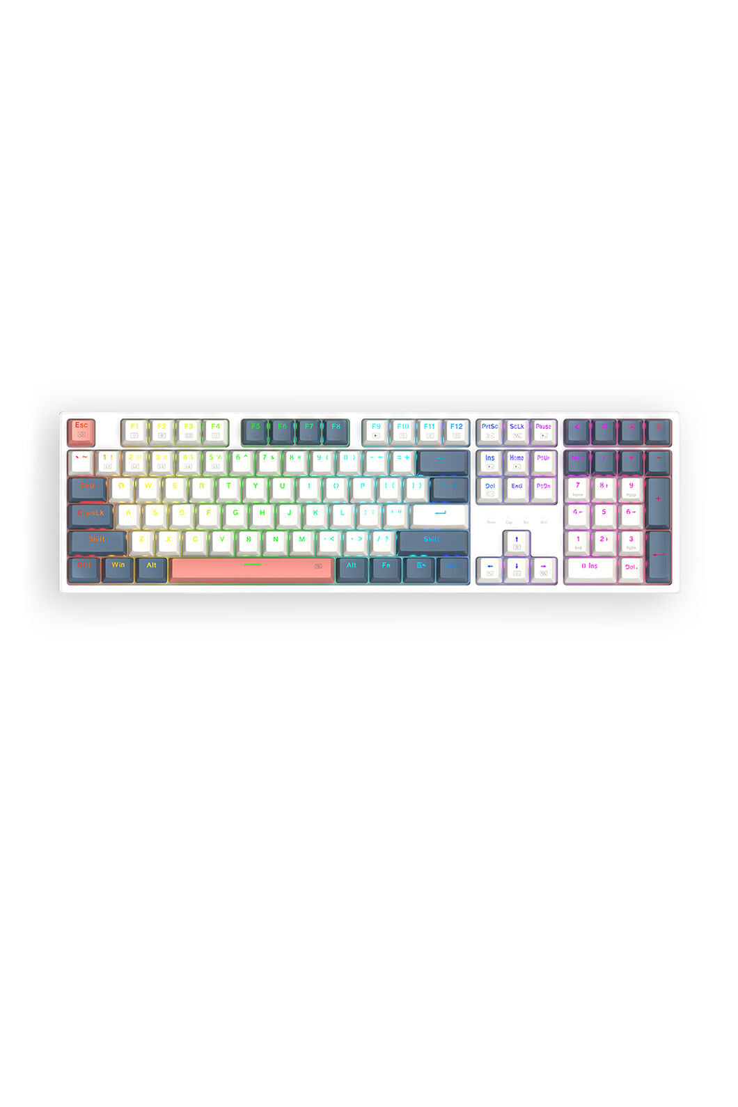 REDRAGON - K668WBO-RGB Trundle KB-White/Blue - white-blue