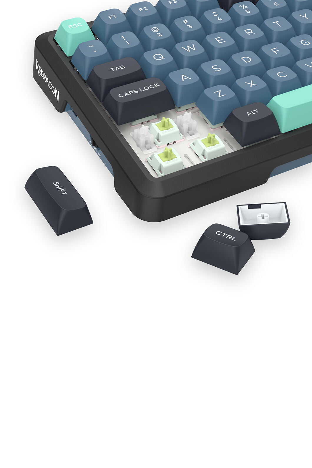 REDRAGON - K724GBG-RGB-PRO Behemoth KB-Grey/Black/Green - grey-black-green