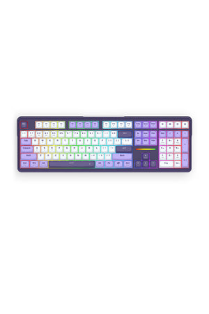 REDRAGON - Redragon K745 PRO ANTONIUM Blue/Purple 108 Keys Gasket Tri-Mode Mechanical Keyboard - white-purple