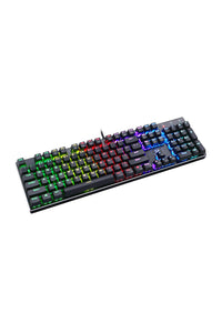 REDRAGON - Redragon K556RGB Devarajas Black Metal Full-Size Wired Mechanical Keyboard Red Switch - black-red