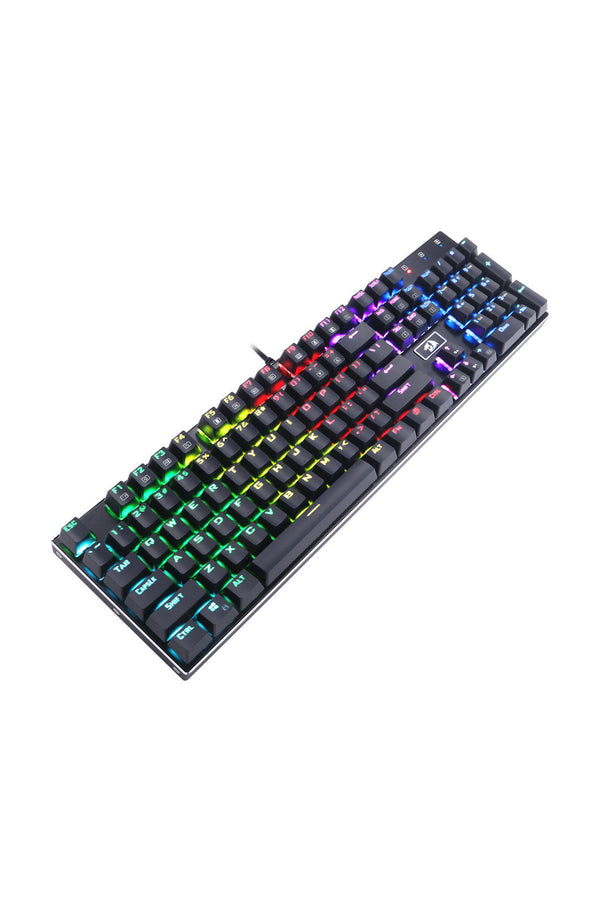 REDRAGON - Redragon K556RGB Devarajas Black Metal Full-Size Wired Mechanical Keyboard Red Switch - black-red